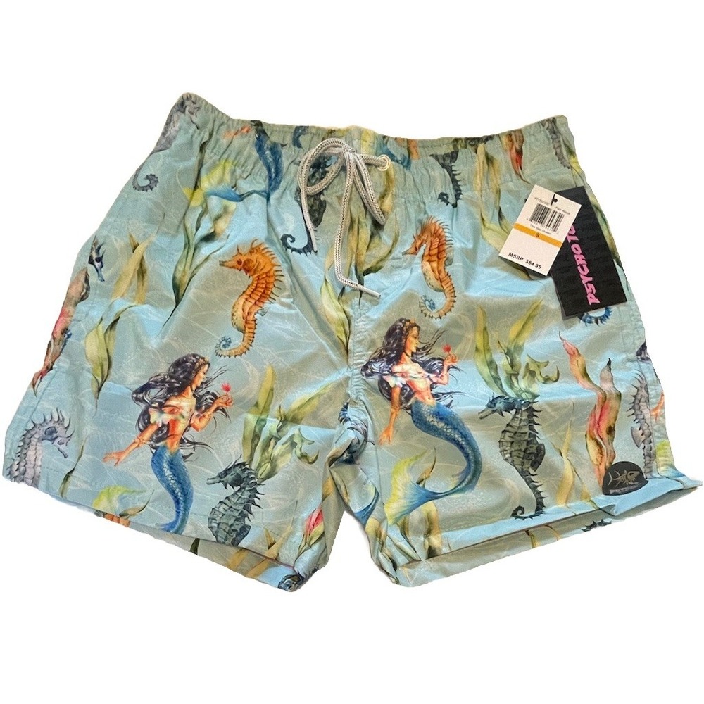 Psycho Tuna- The Sea Queen - Swim Trunks Shorts- Men's Size Small  Pockets